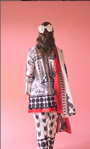 Printed Lawn Co-Ord Set with Printed Scarf